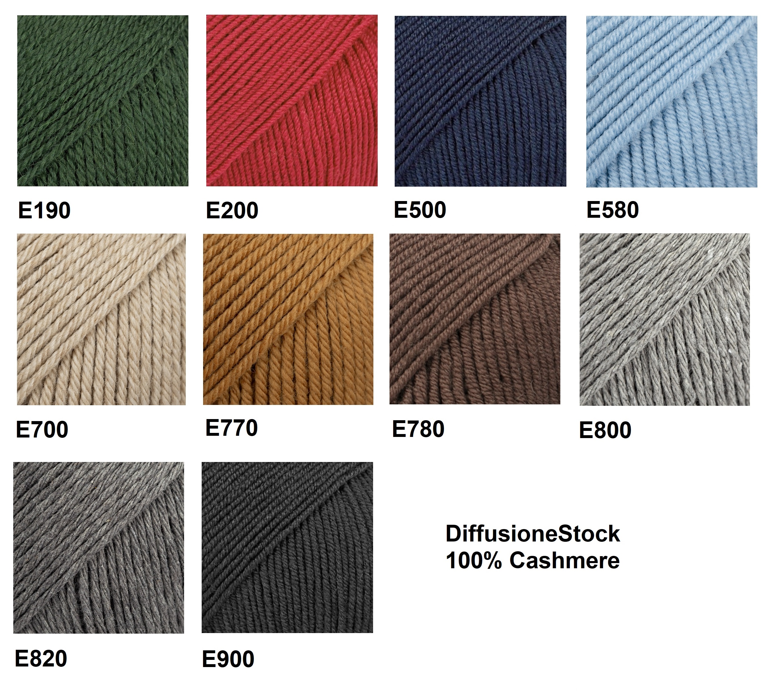 100% cashmere yarn color table DiffusioneStock