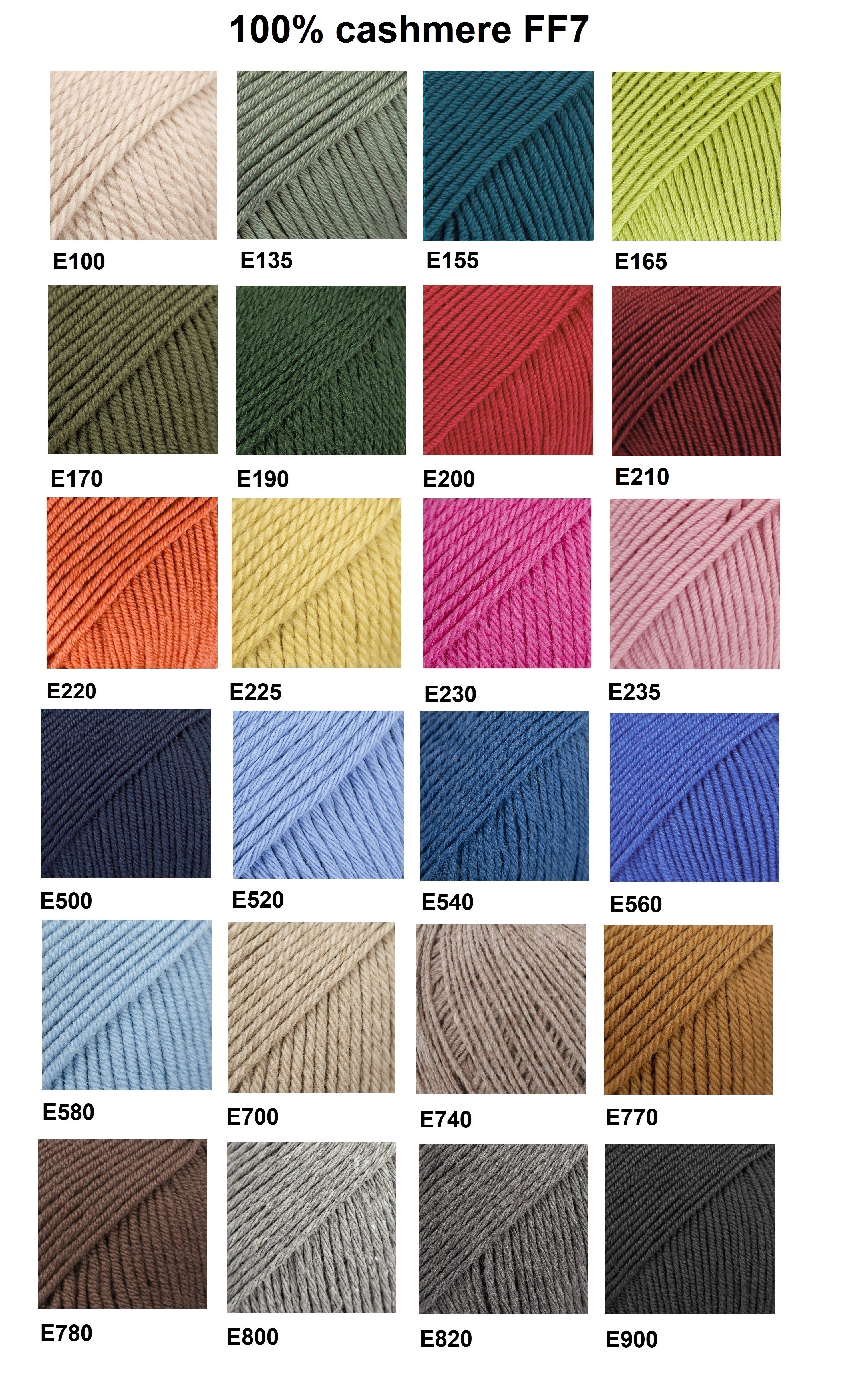 100% cashmere yarn color chart DiffusioneStock