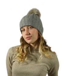 ribbed hats pom-pon 100% cashmere Fisherman's Made In Italy