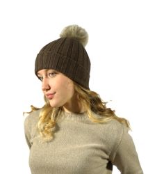 ribbed hats pom-pon 100% cashmere Fisherman's Made In Italy