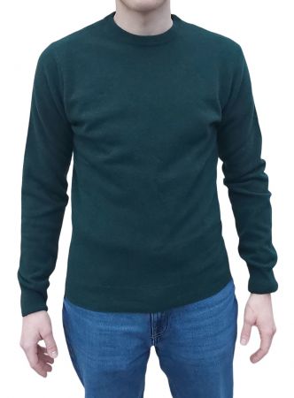 suéteres para hombre 100% luz de cachemira verde cuello redondo hecho en Italia