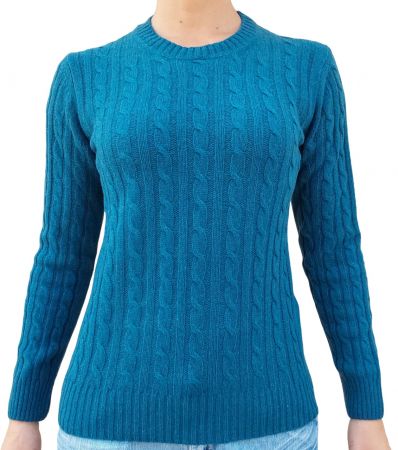 women's crew neck, cable knitwear ,100% cashmere, made in Italy