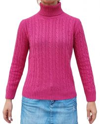 women's turtleneck, cable knitwear ,100% cashmere, made in Italy