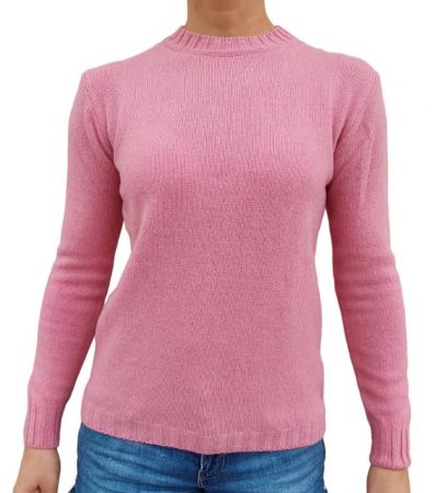 suéteres para mujer rose 100% cachemira cuello redondo hecho en Italia