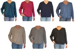 tricot femme encolure V, over, 100% cachemire Fabriqué en Italie